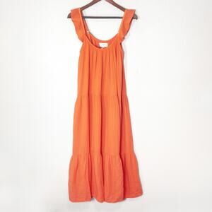 Xirena Women’s Dress Ruffle Strap Cotton Gauze Artisanal Cottagecore Size L